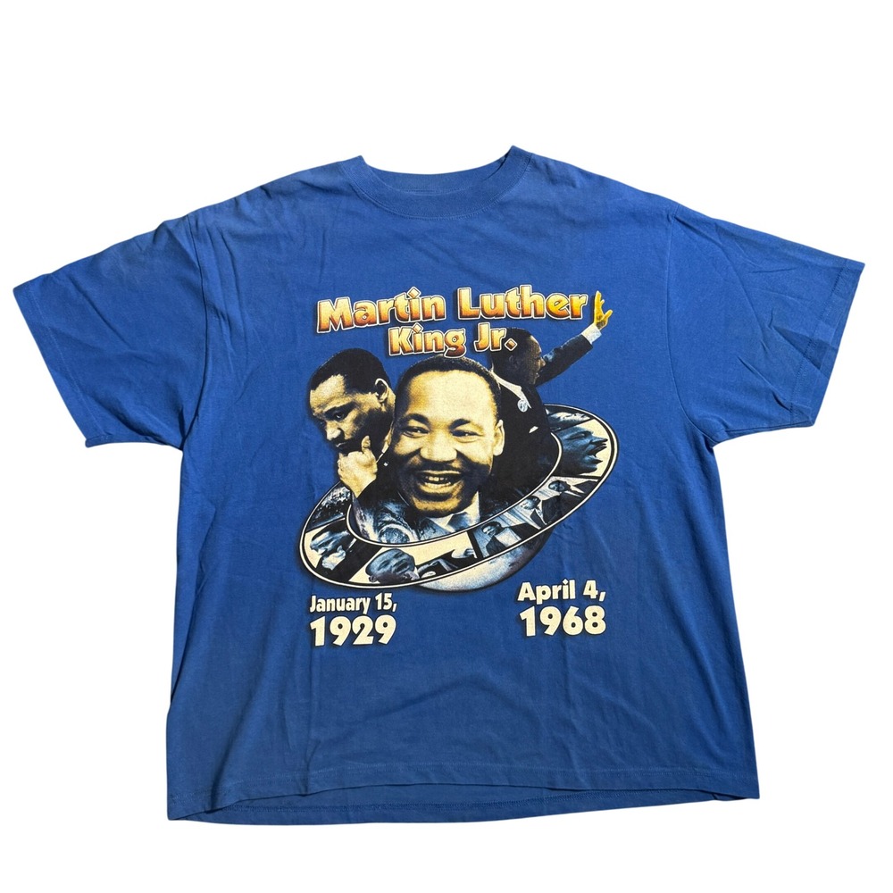 Vintage Martin Luther King Jr MLK Graphic T-Shirt‎ Blue XL Let Freedom Ring